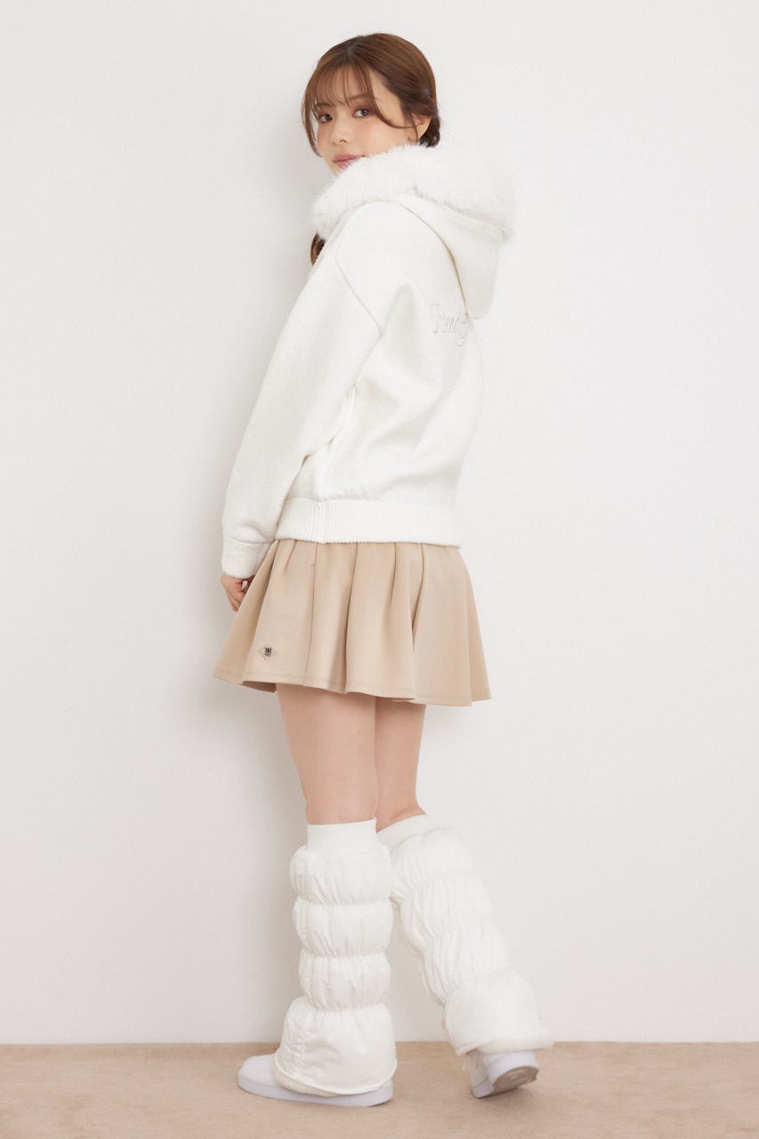【一部店舗・WEB限定】【RIENDA GOLF】ファー付きニットパーカー WHT S