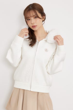 【一部店舗・WEB限定】【RIENDA GOLF】ファー付きニットパーカー