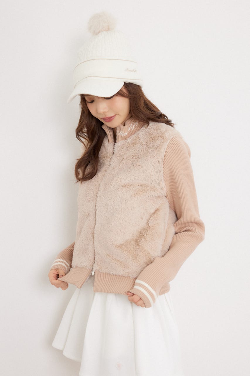 【一部店舗・WEB限定】【RIENDA GOLF】中綿ファーコンビニットブルゾン BEG S