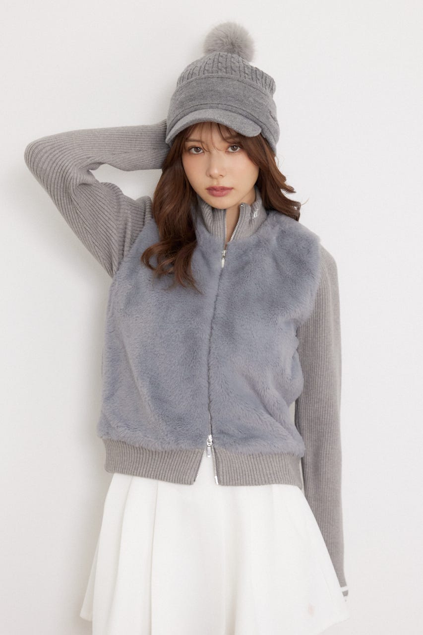 【一部店舗・WEB限定】【RIENDA GOLF】中綿ファーコンビニットブルゾン GRY S