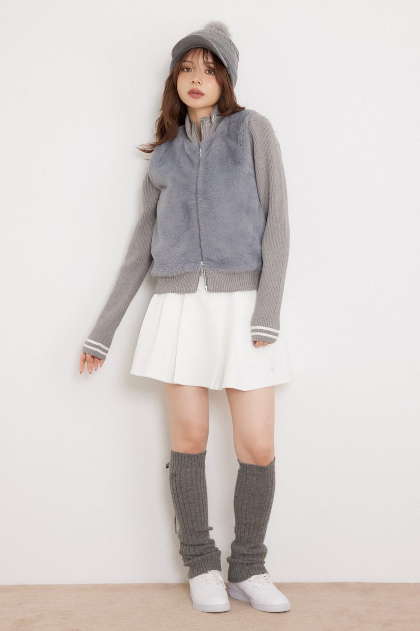 【一部店舗・WEB限定】【RIENDA GOLF】中綿ファーコンビニットブルゾン GRY S