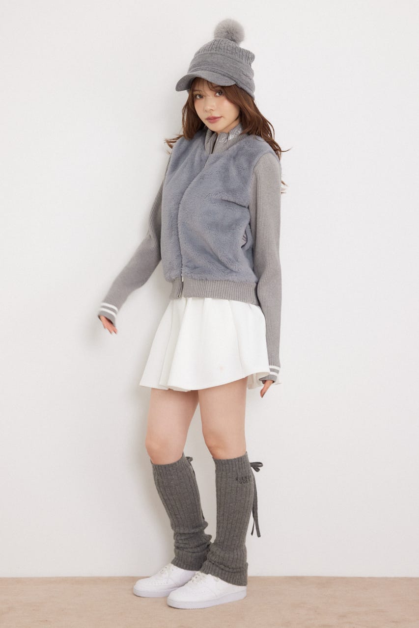 【一部店舗・WEB限定】【RIENDA GOLF】中綿ファーコンビニットブルゾン GRY S