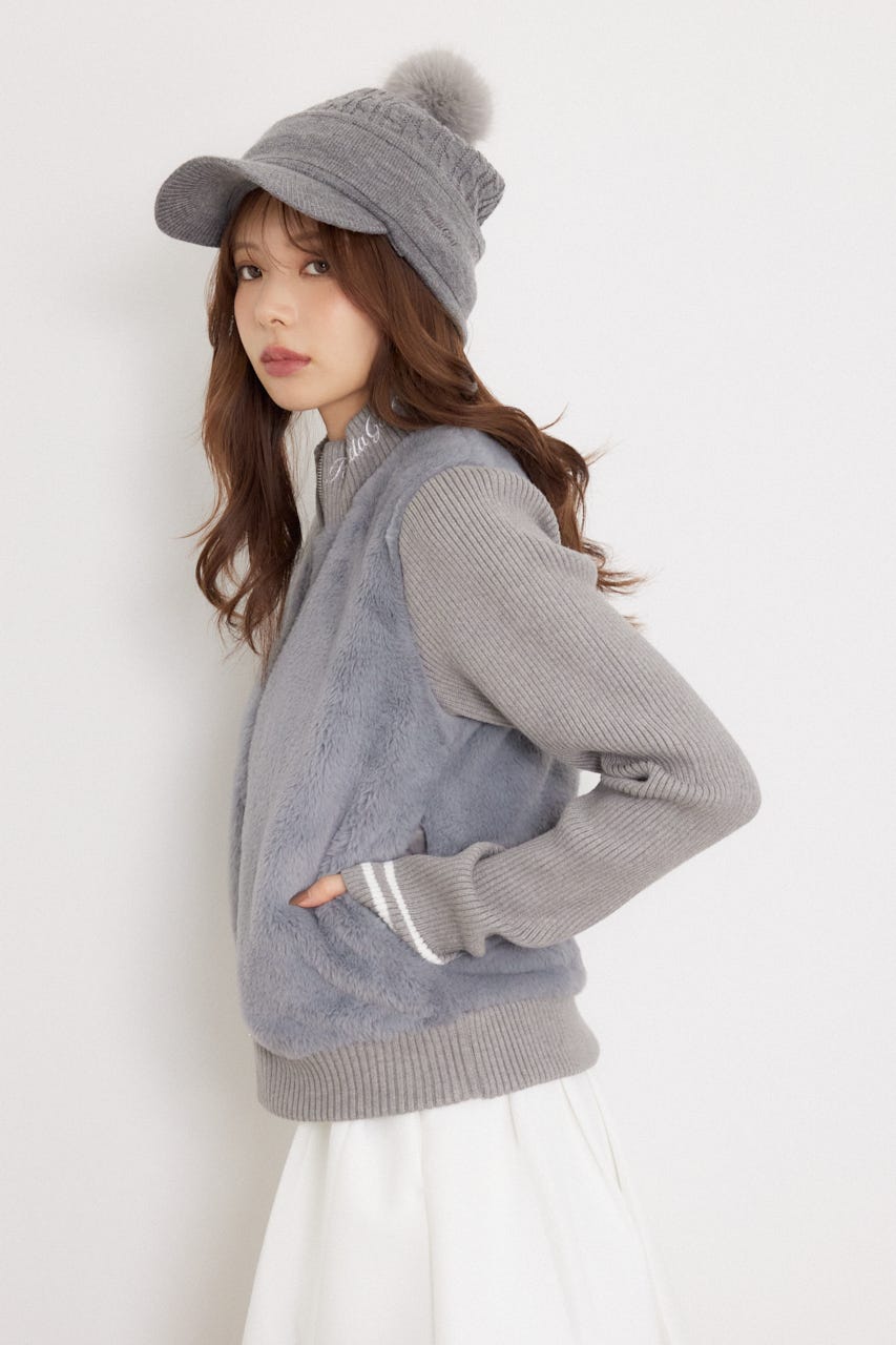 【一部店舗・WEB限定】【RIENDA GOLF】中綿ファーコンビニットブルゾン GRY S