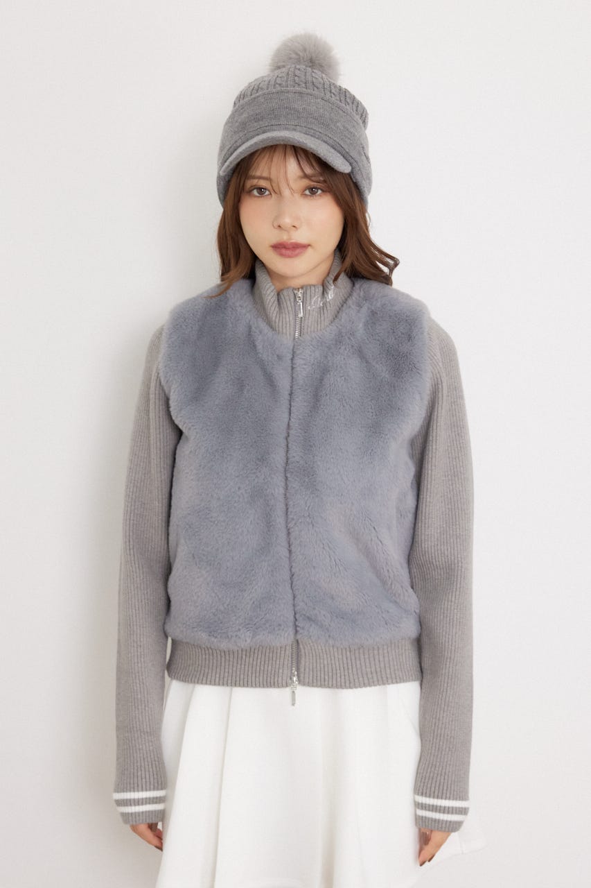 【一部店舗・WEB限定】【RIENDA GOLF】中綿ファーコンビニットブルゾン GRY S
