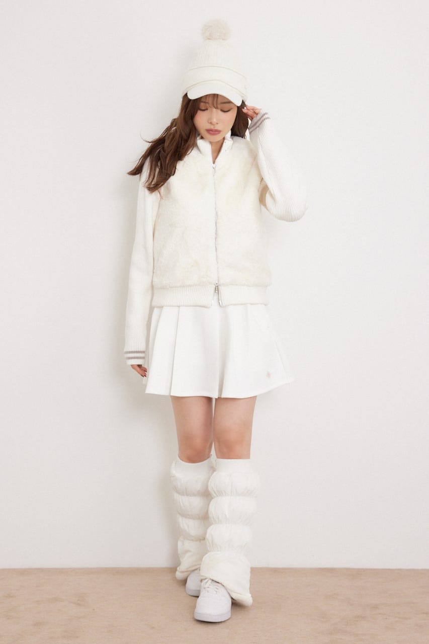 【一部店舗・WEB限定】【RIENDA GOLF】中綿ファーコンビニットブルゾン WHT S