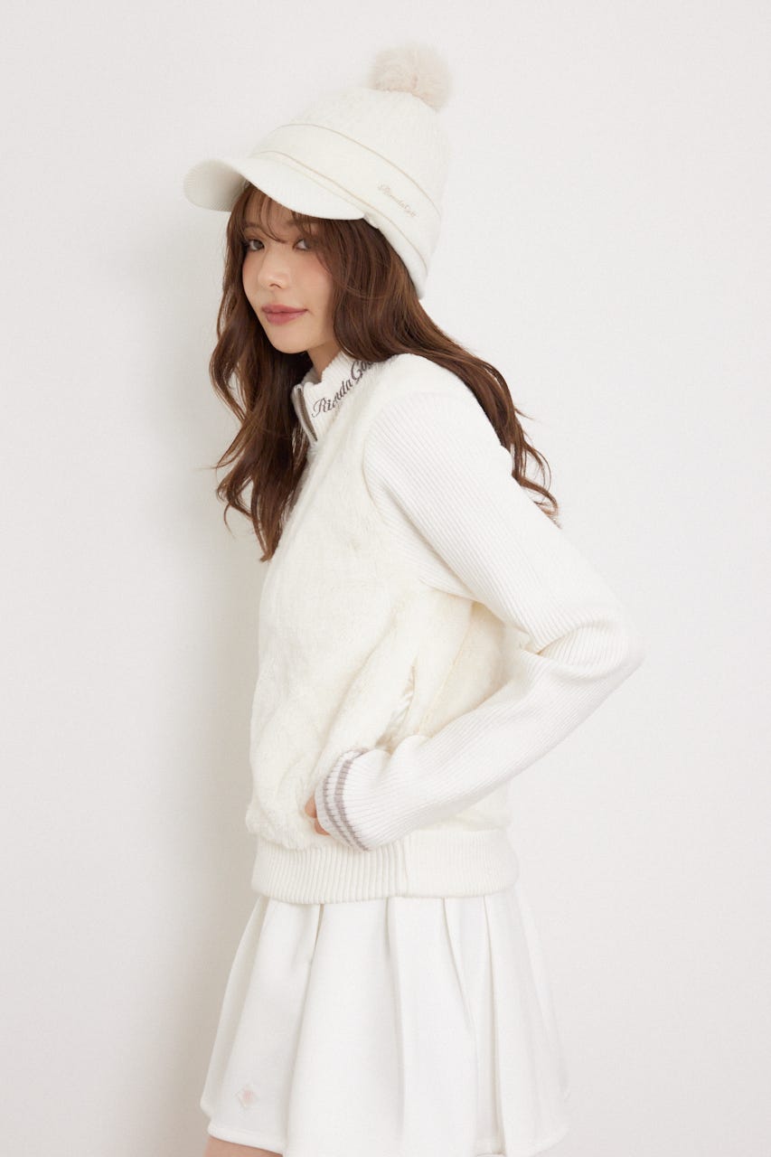 【一部店舗・WEB限定】【RIENDA GOLF】中綿ファーコンビニットブルゾン WHT S