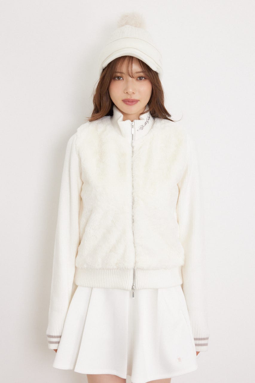 【一部店舗・WEB限定】【RIENDA GOLF】中綿ファーコンビニットブルゾン WHT S
