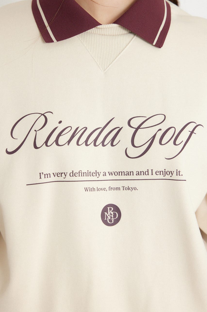【一部店舗・WEB限定】【RIENDA GOLF】オリジナルバストロゴスウェットトップス BEG M