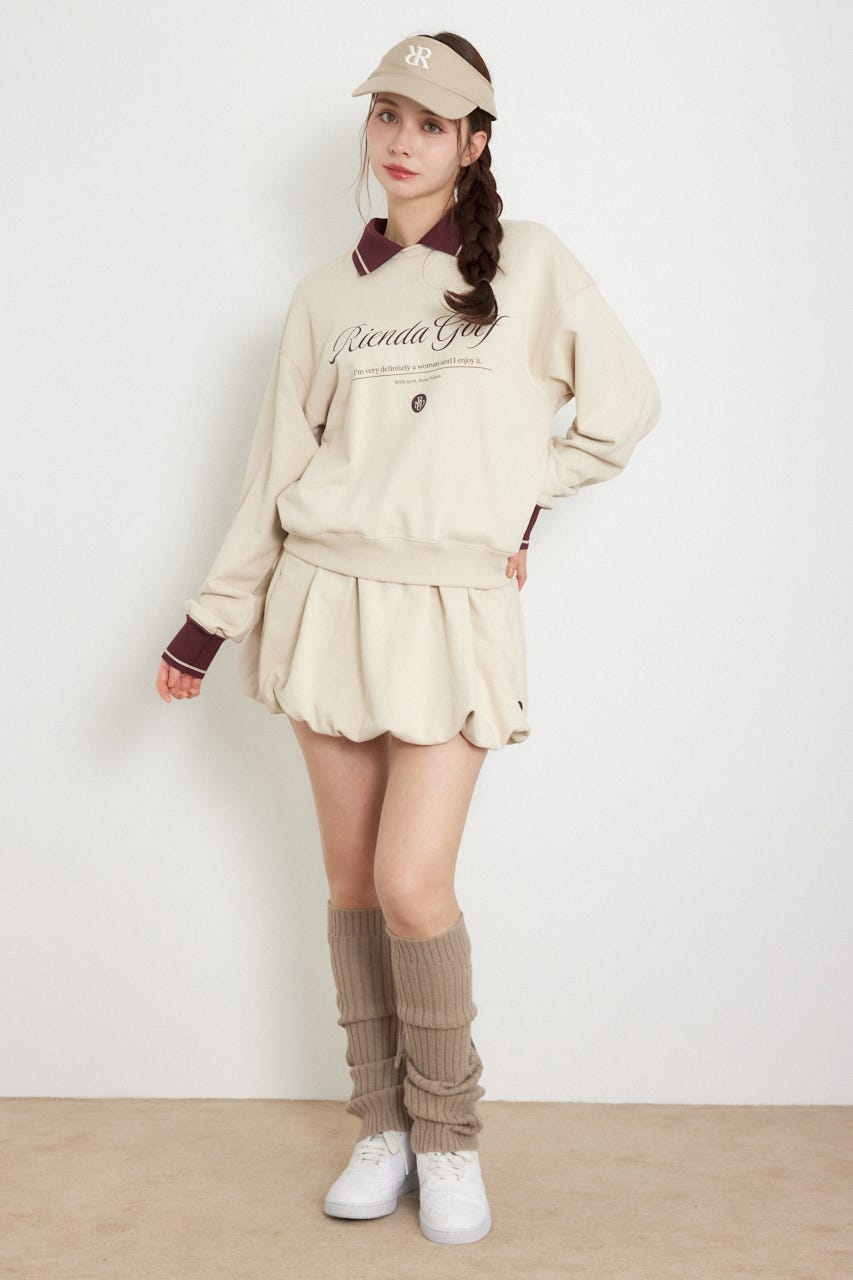 【一部店舗・WEB限定】【RIENDA GOLF】オリジナルバストロゴスウェットトップス BEG M