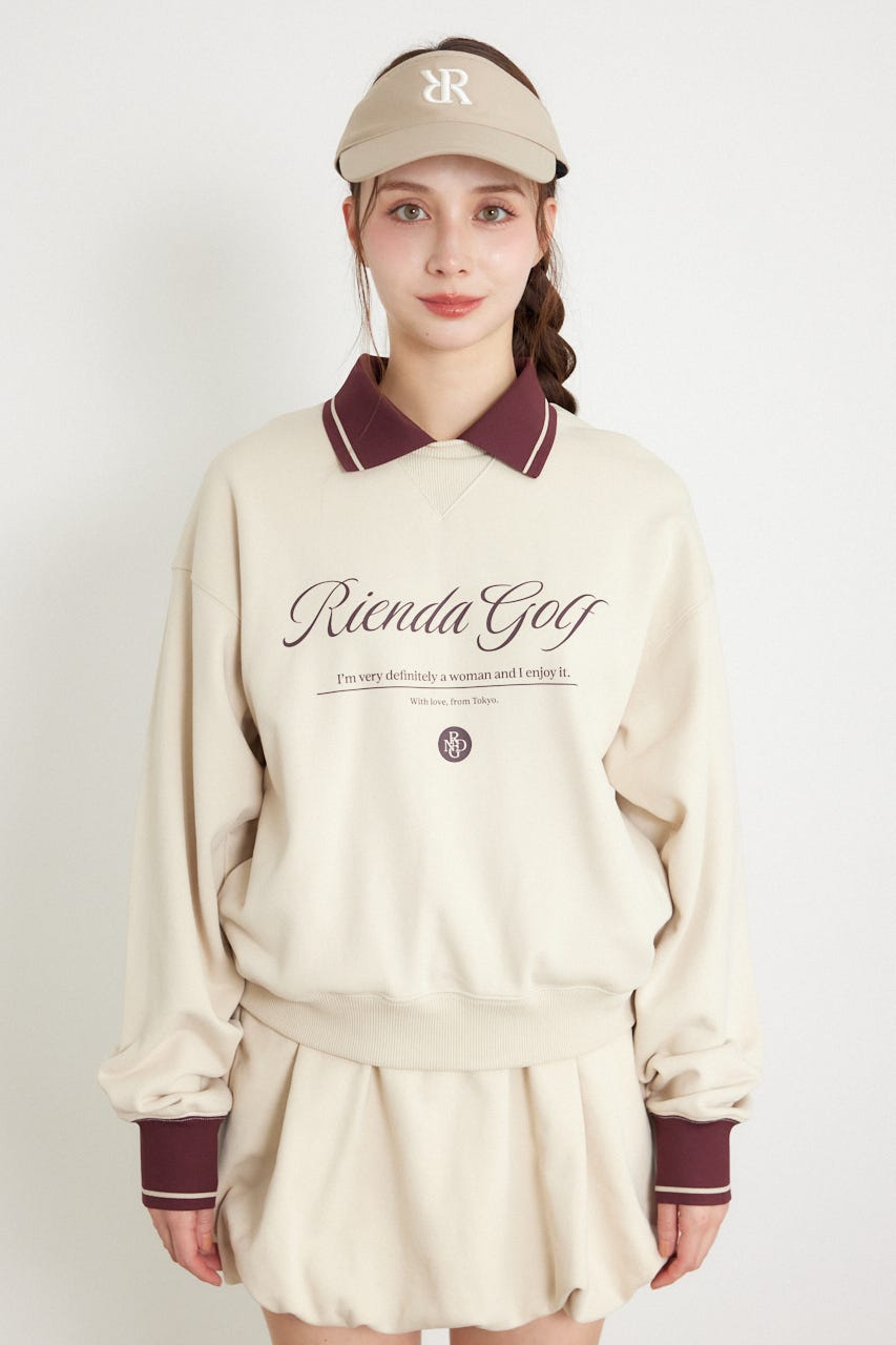 【一部店舗・WEB限定】【RIENDA GOLF】オリジナルバストロゴスウェットトップス BEG M