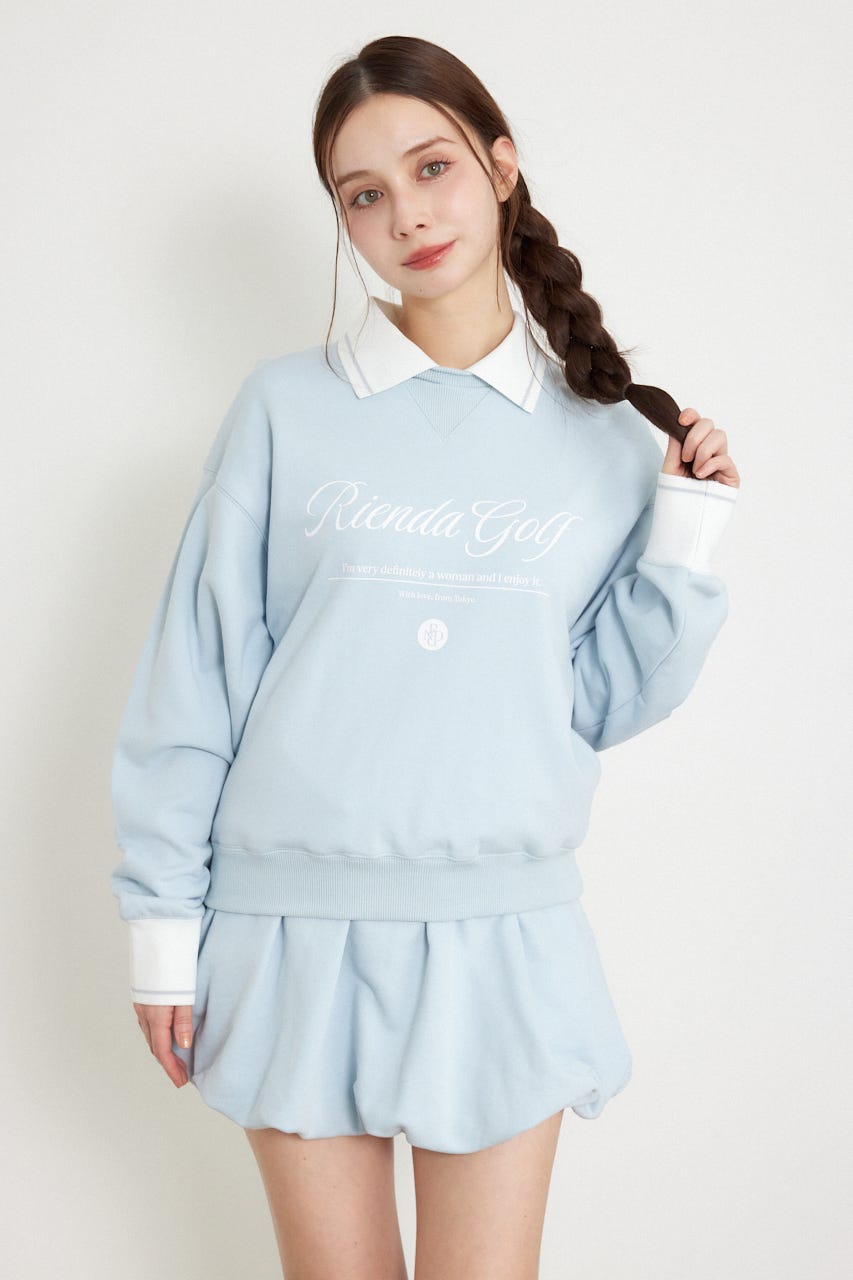 【一部店舗・WEB限定】【RIENDA GOLF】オリジナルバストロゴスウェットトップス BLU S