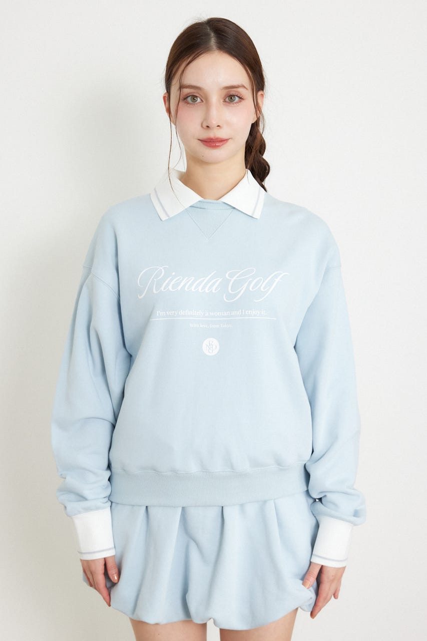 【一部店舗・WEB限定】【RIENDA GOLF】オリジナルバストロゴスウェットトップス BLU S
