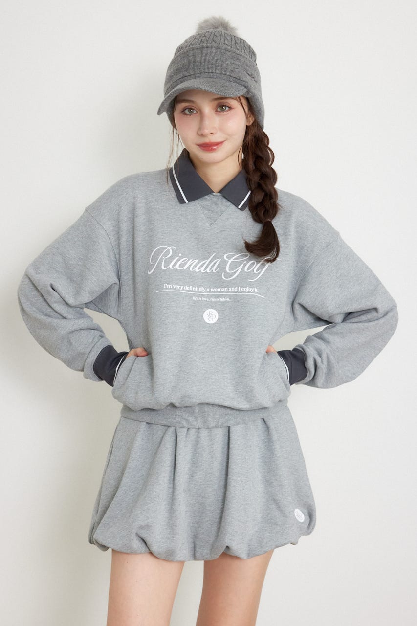 【一部店舗・WEB限定】【RIENDA GOLF】オリジナルバストロゴスウェットトップス GRY M