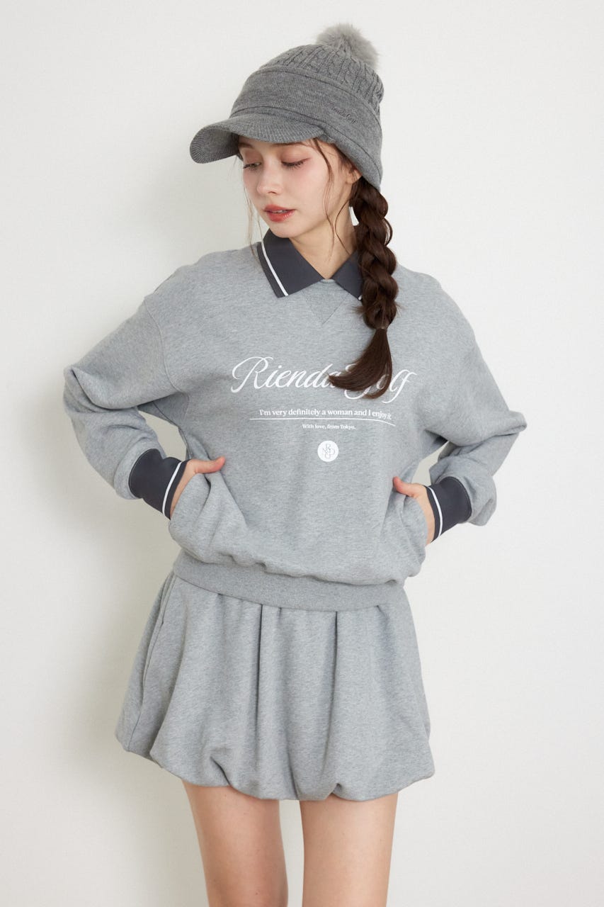 【一部店舗・WEB限定】【RIENDA GOLF】オリジナルバストロゴスウェットトップス GRY M