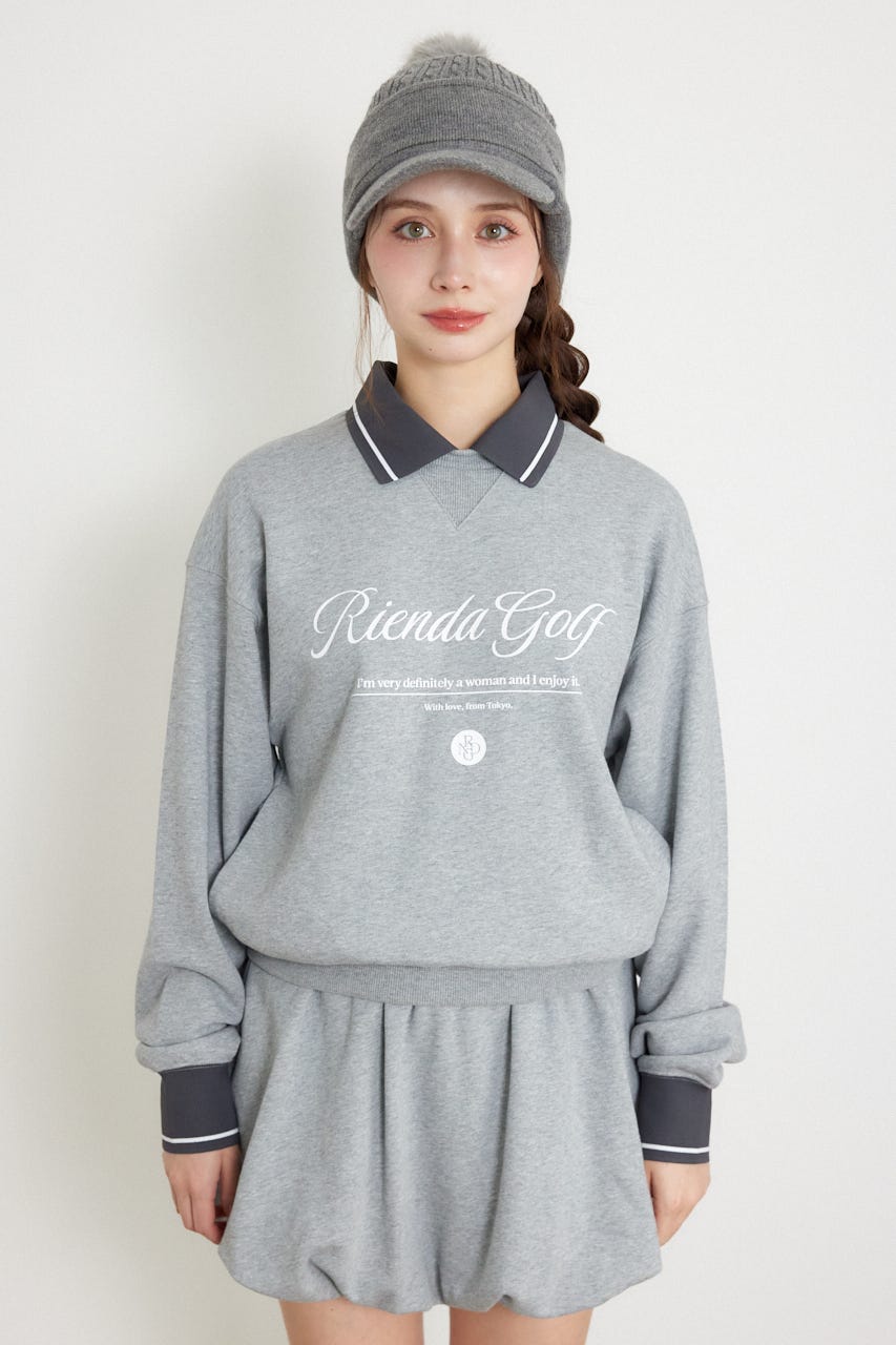 【一部店舗・WEB限定】【RIENDA GOLF】オリジナルバストロゴスウェットトップス GRY M
