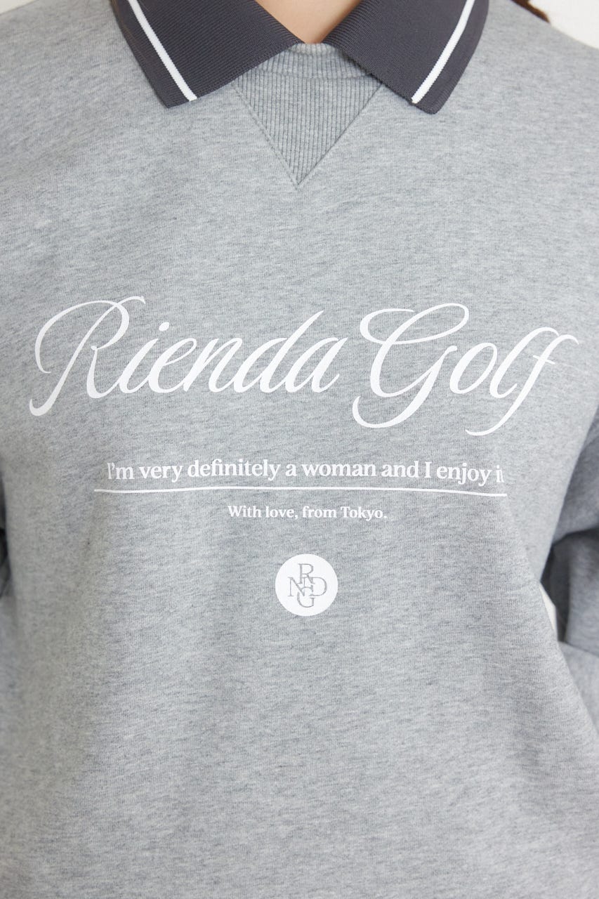 【一部店舗・WEB限定】【RIENDA GOLF】オリジナルバストロゴスウェットトップス GRY M
