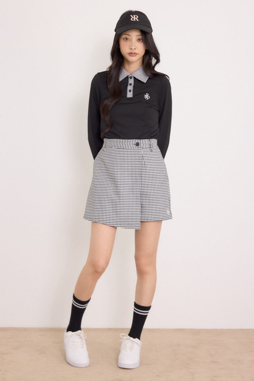【一部店舗・WEB限定】【RIENDA GOLF】ポロカラーカットトップス BLK M