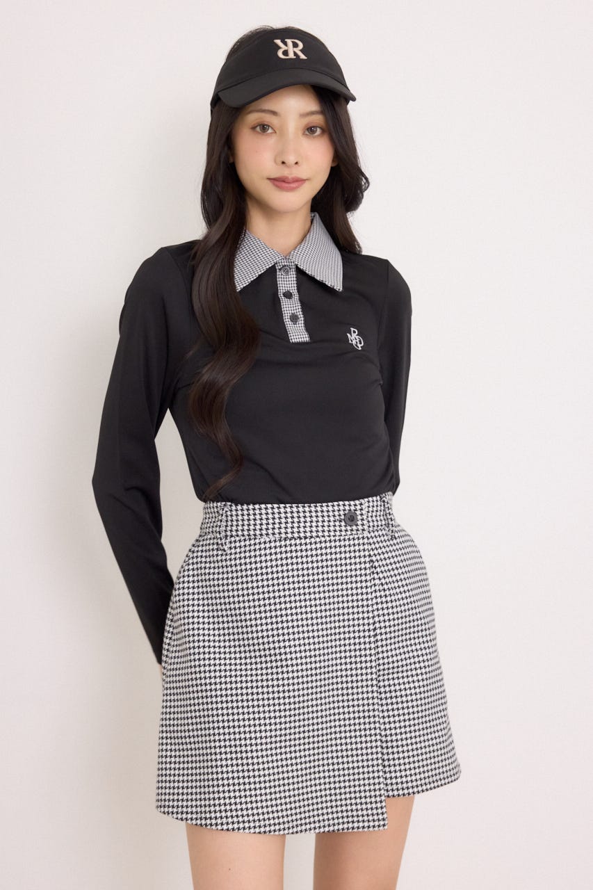【一部店舗・WEB限定】【RIENDA GOLF】ポロカラーカットトップス BLK M
