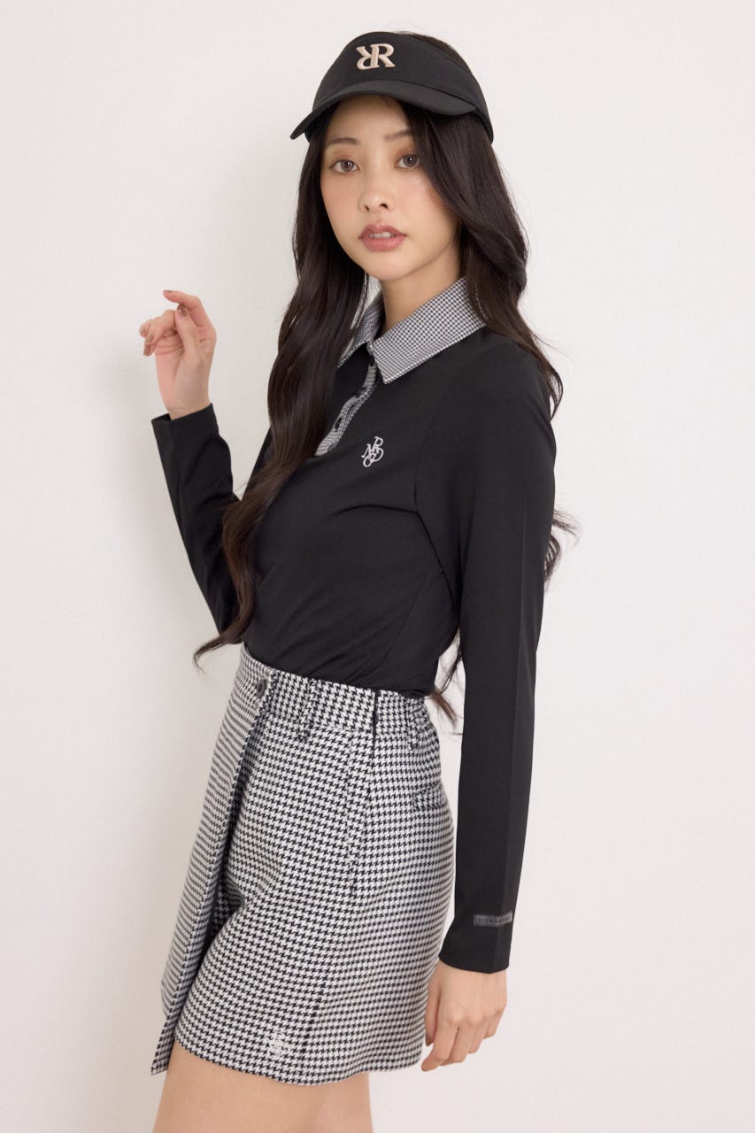 【一部店舗・WEB限定】【RIENDA GOLF】ポロカラーカットトップス BLK M