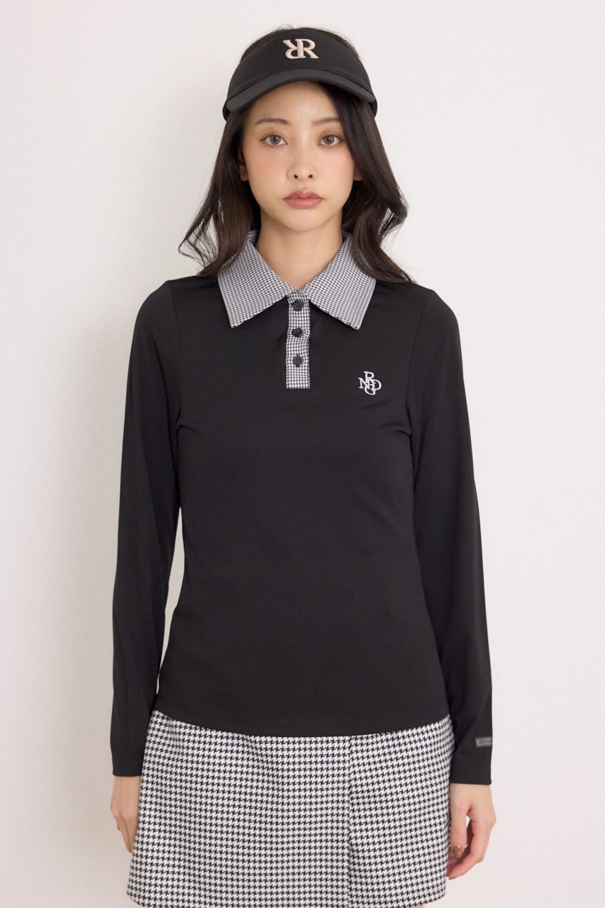 【一部店舗・WEB限定】【RIENDA GOLF】ポロカラーカットトップス BLK M
