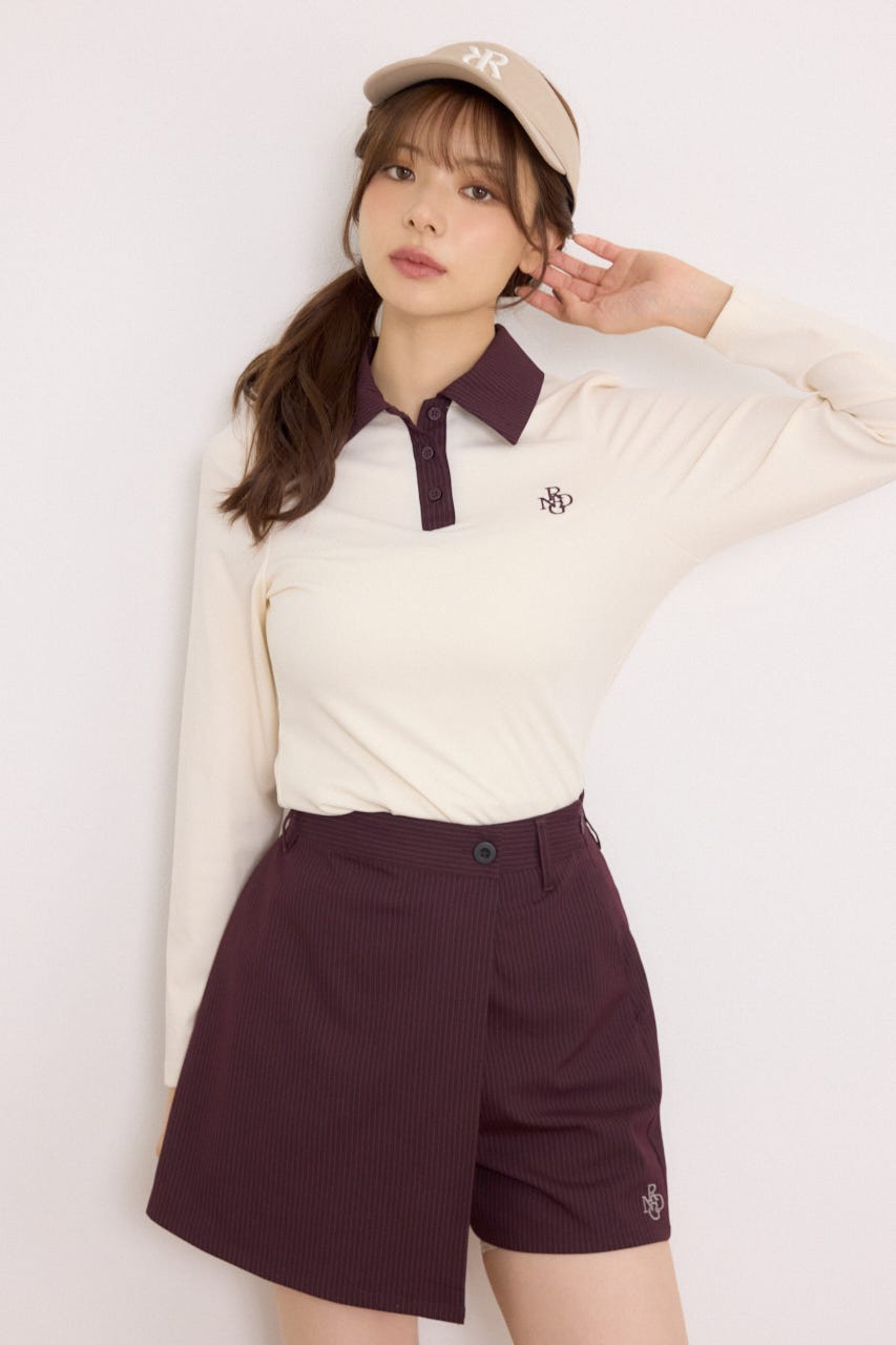【一部店舗・WEB限定】【RIENDA GOLF】ポロカラーカットトップス IVOY S