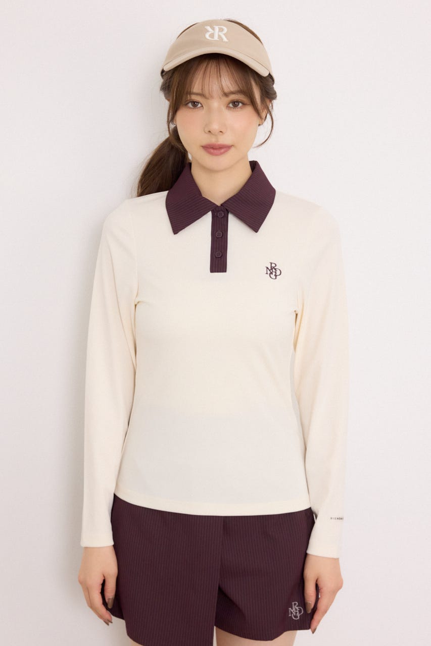 【一部店舗・WEB限定】【RIENDA GOLF】ポロカラーカットトップス IVOY S
