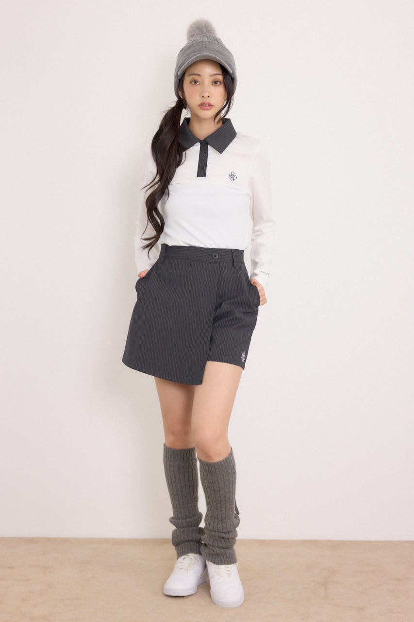 【一部店舗・WEB限定】【RIENDA GOLF】ポロカラーカットトップス WHT S
