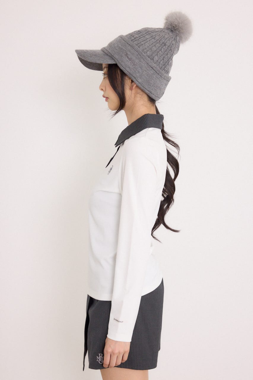 【一部店舗・WEB限定】【RIENDA GOLF】ポロカラーカットトップス WHT S