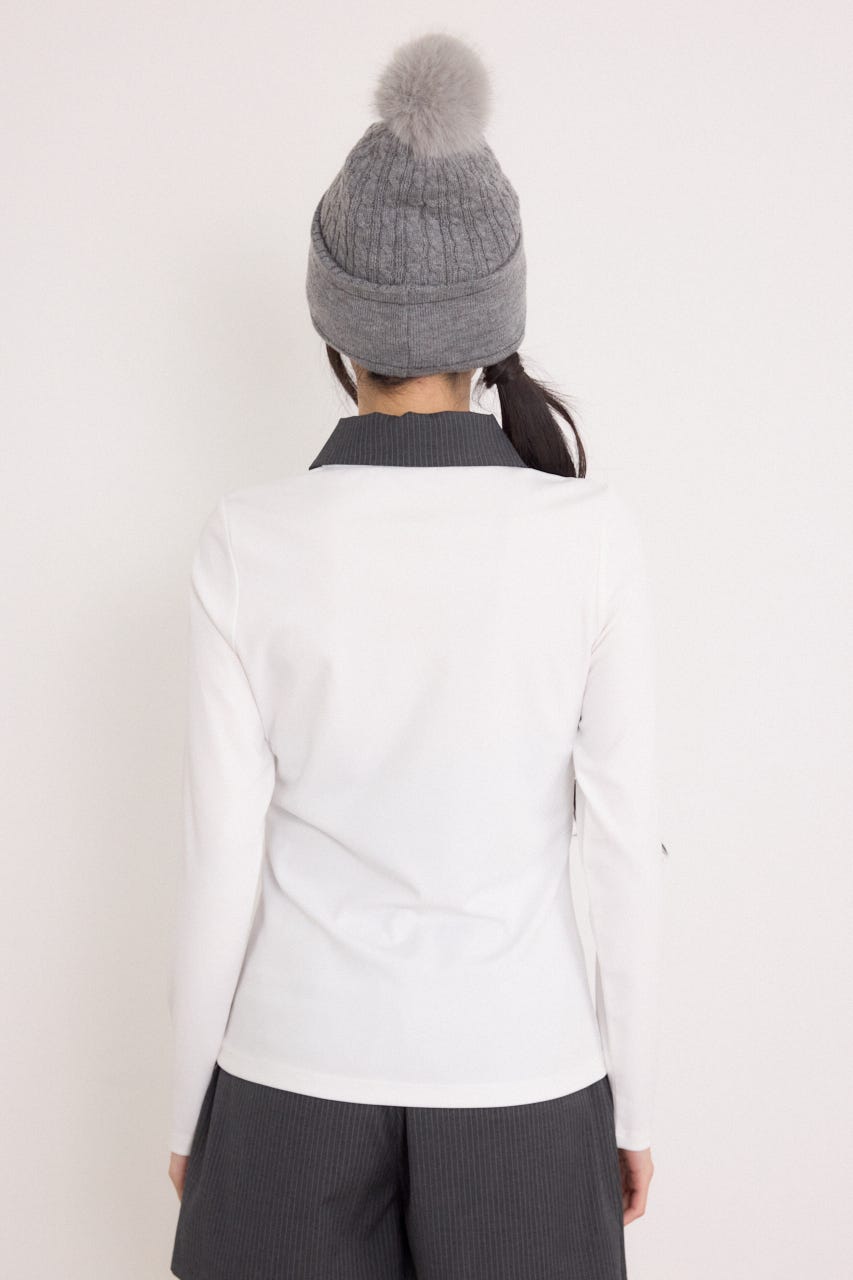 【一部店舗・WEB限定】【RIENDA GOLF】ポロカラーカットトップス WHT S