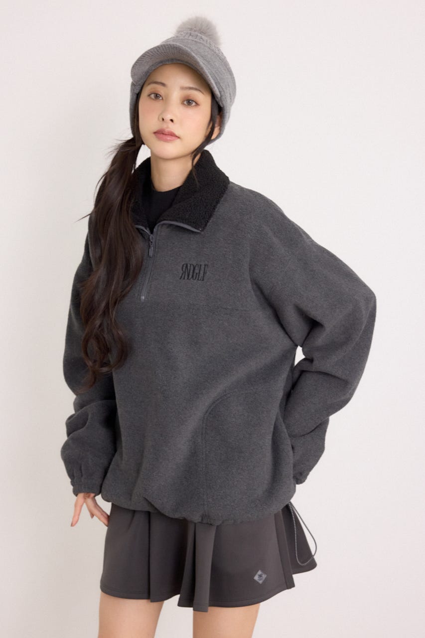 【一部店舗・WEB限定】【RIENDA GOLF】ハーフジップフリーストプルオーバー D/GRY S