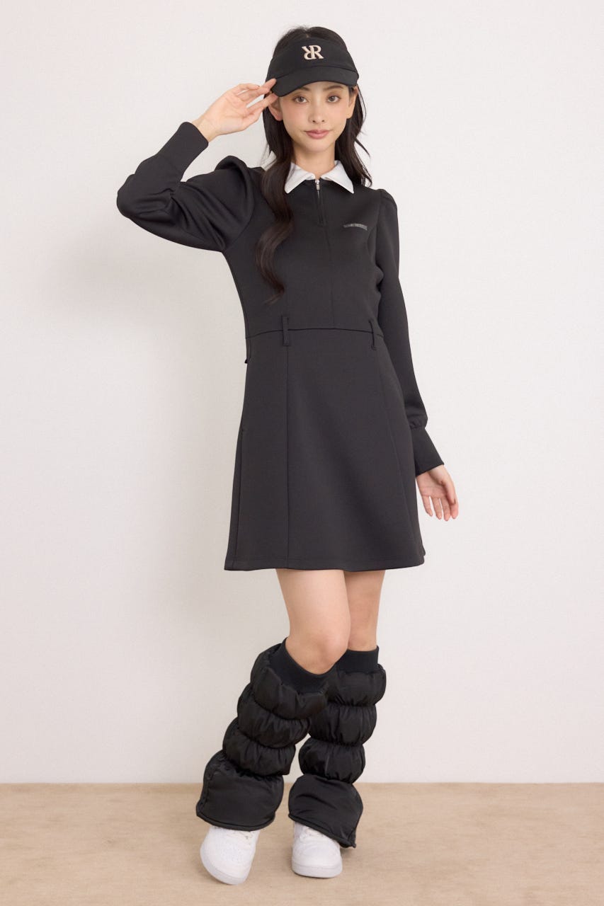 【一部店舗・WEB限定】【RIENDA GOLF】配色ハーフジッププリンセスワンピース BLK M