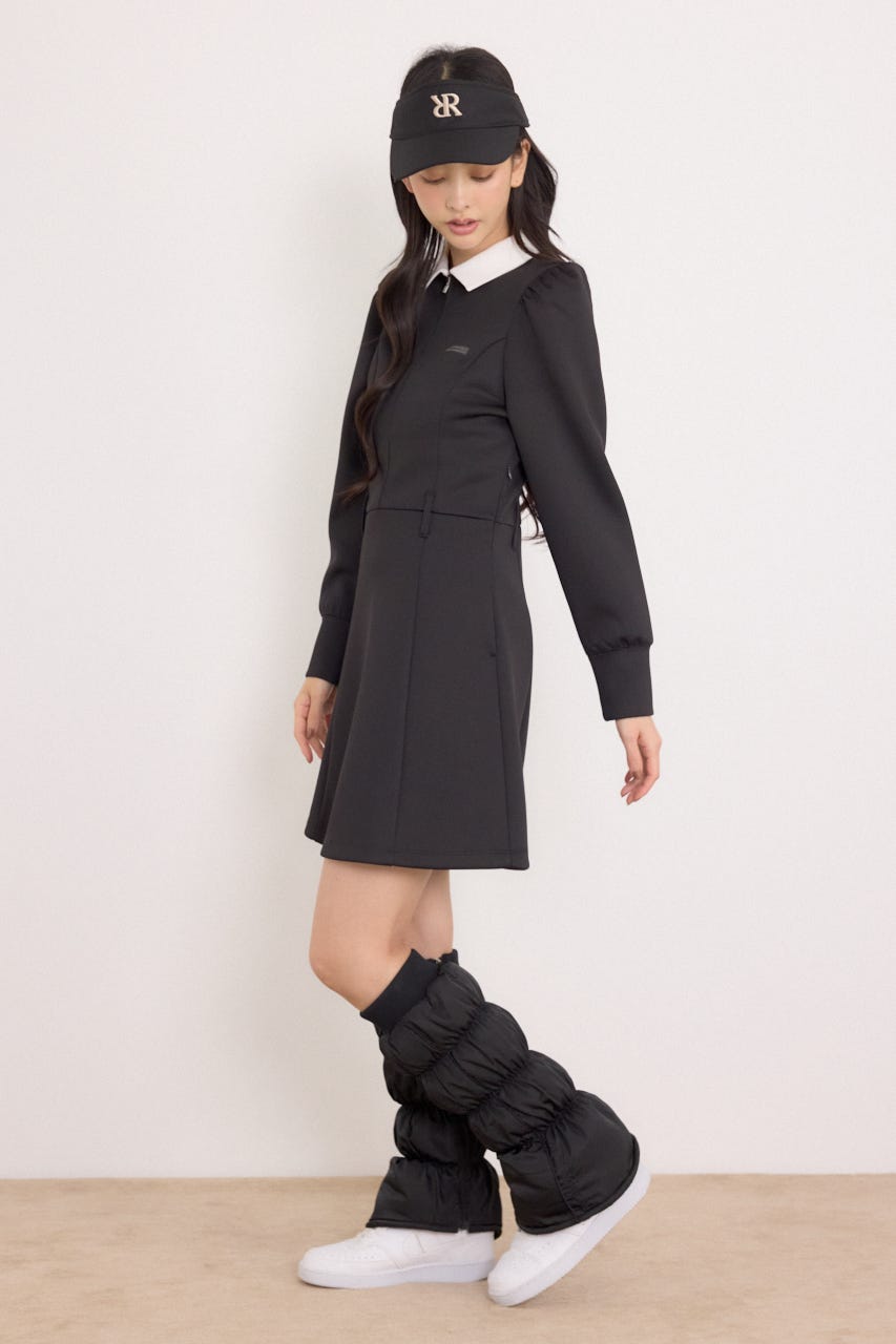 【一部店舗・WEB限定】【RIENDA GOLF】配色ハーフジッププリンセスワンピース BLK M