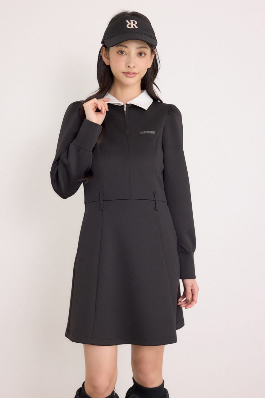 【一部店舗・WEB限定】【RIENDA GOLF】配色ハーフジッププリンセスワンピース BLK M