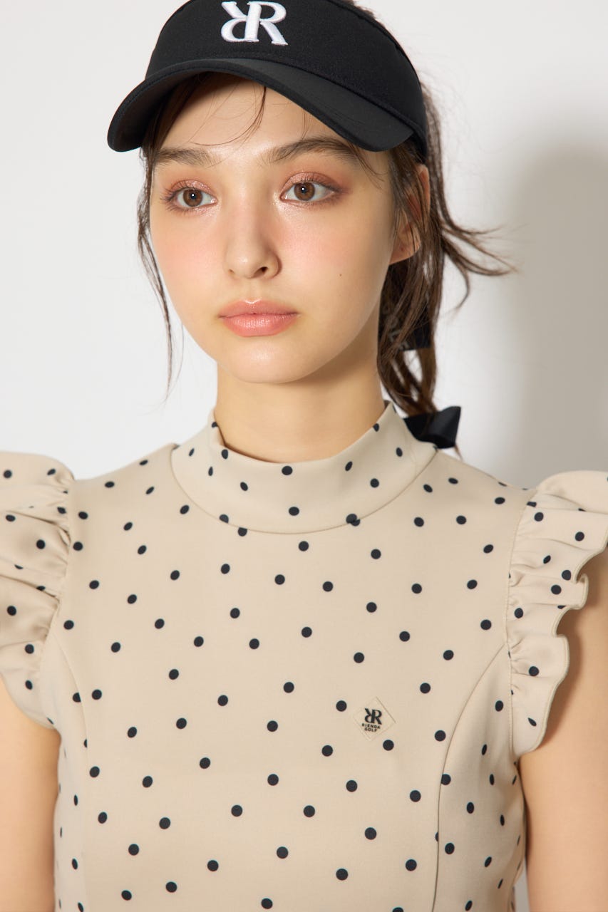 【一部店舗・WEB限定】【RIENDA GOLF】バックリボンフリルスリーブワンピース BEG M