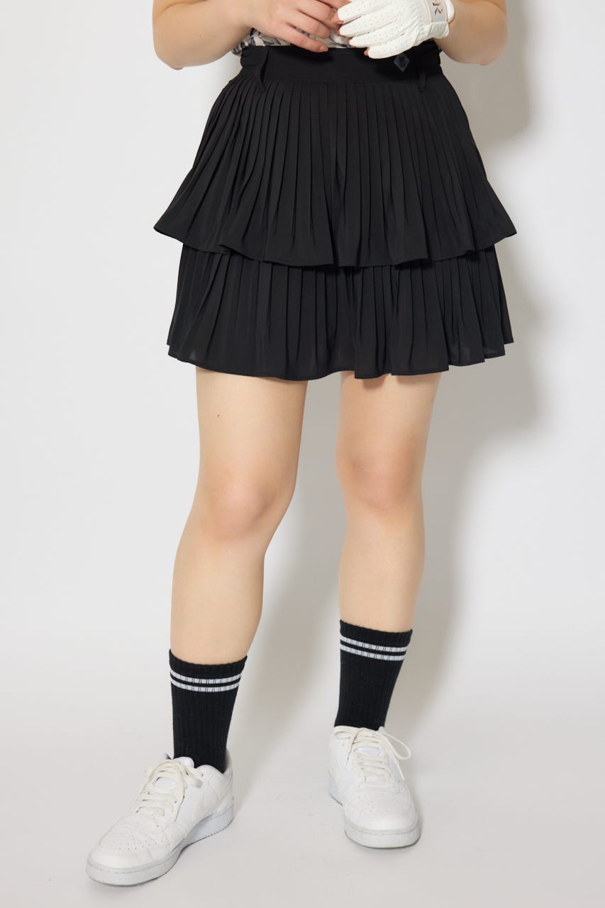 【一部店舗・WEB限定】【RIENDA GOLF】プリーツティアードスカート BLK M