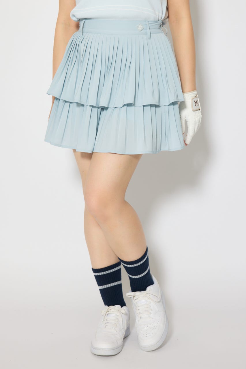 【一部店舗・WEB限定】【RIENDA GOLF】プリーツティアードスカート L/BLU S