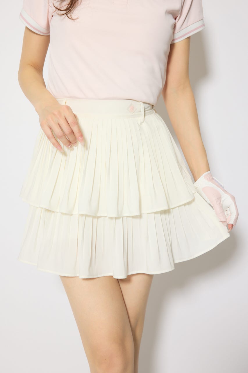 【一部店舗・WEB限定】【RIENDA GOLF】プリーツティアードスカート WHT M