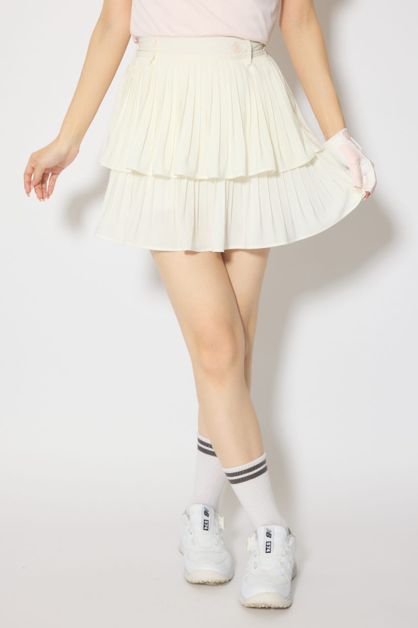 【一部店舗・WEB限定】【RIENDA GOLF】プリーツティアードスカート WHT M