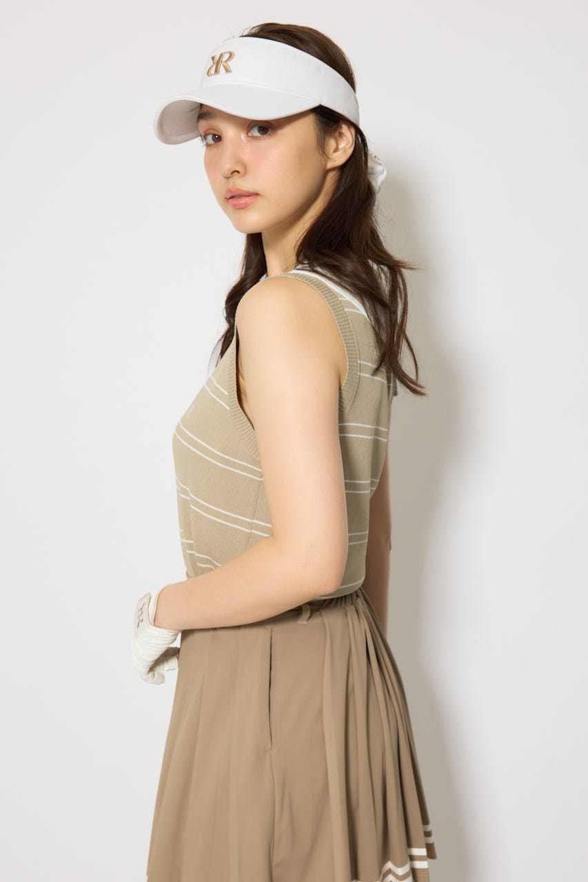 【一部店舗・WEB限定】【RIENDA GOLF】マリンボーダーニットトップス BEG S