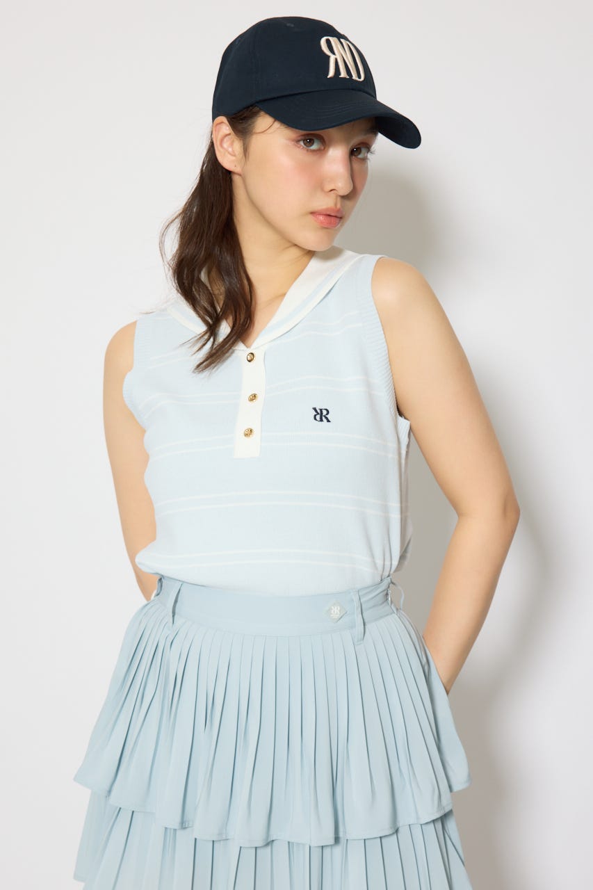 【一部店舗・WEB限定】【RIENDA GOLF】マリンボーダーニットトップス L/BLU M