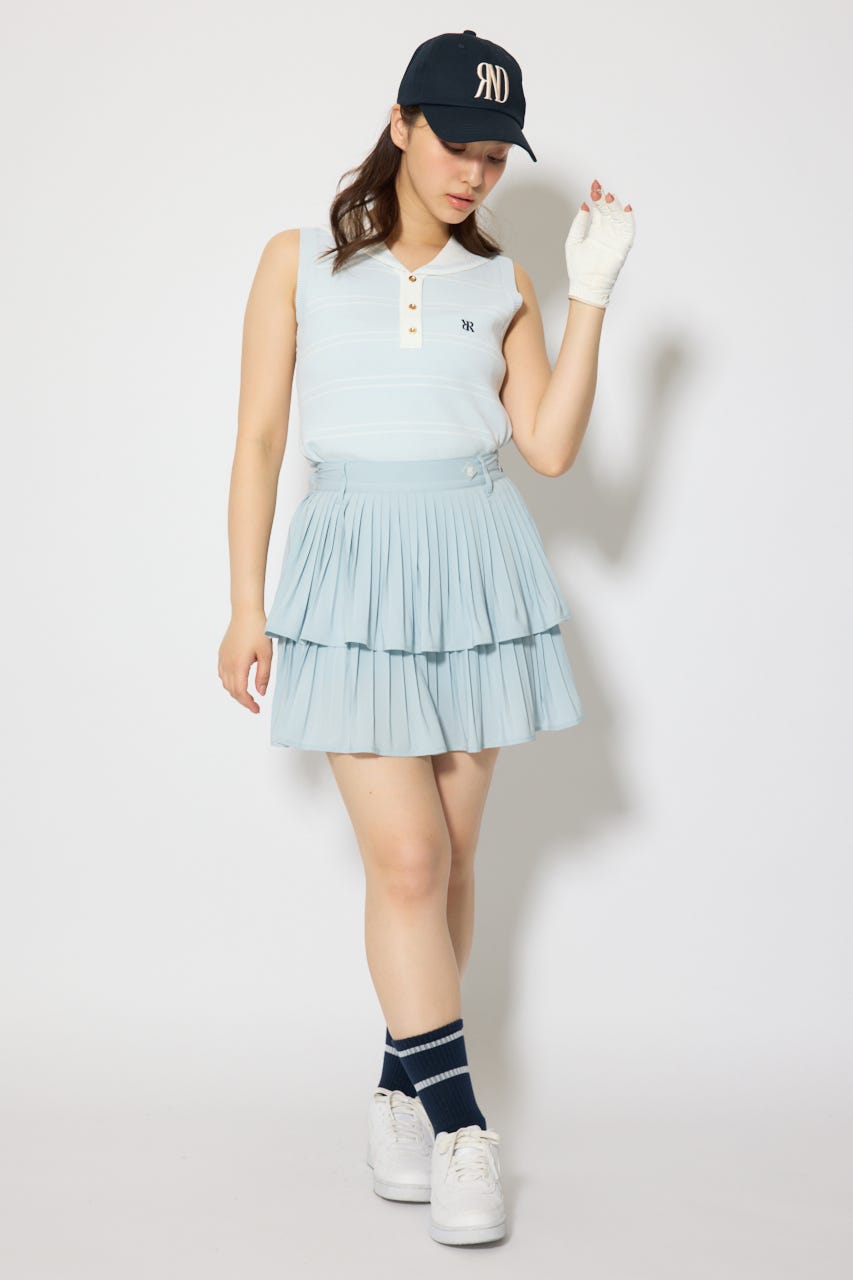 【一部店舗・WEB限定】【RIENDA GOLF】マリンボーダーニットトップス L/BLU M