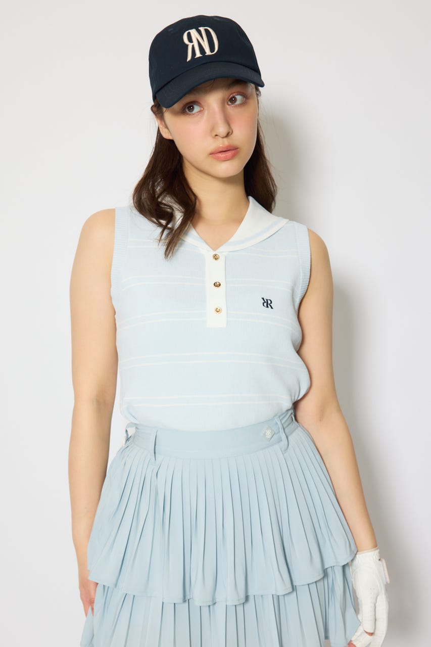 【一部店舗・WEB限定】【RIENDA GOLF】マリンボーダーニットトップス L/BLU M