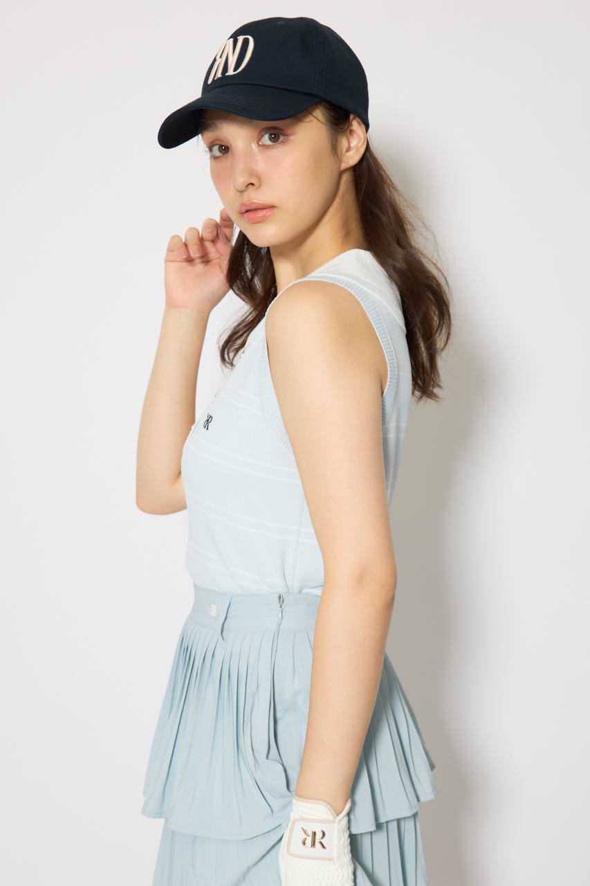 【一部店舗・WEB限定】【RIENDA GOLF】マリンボーダーニットトップス L/BLU M