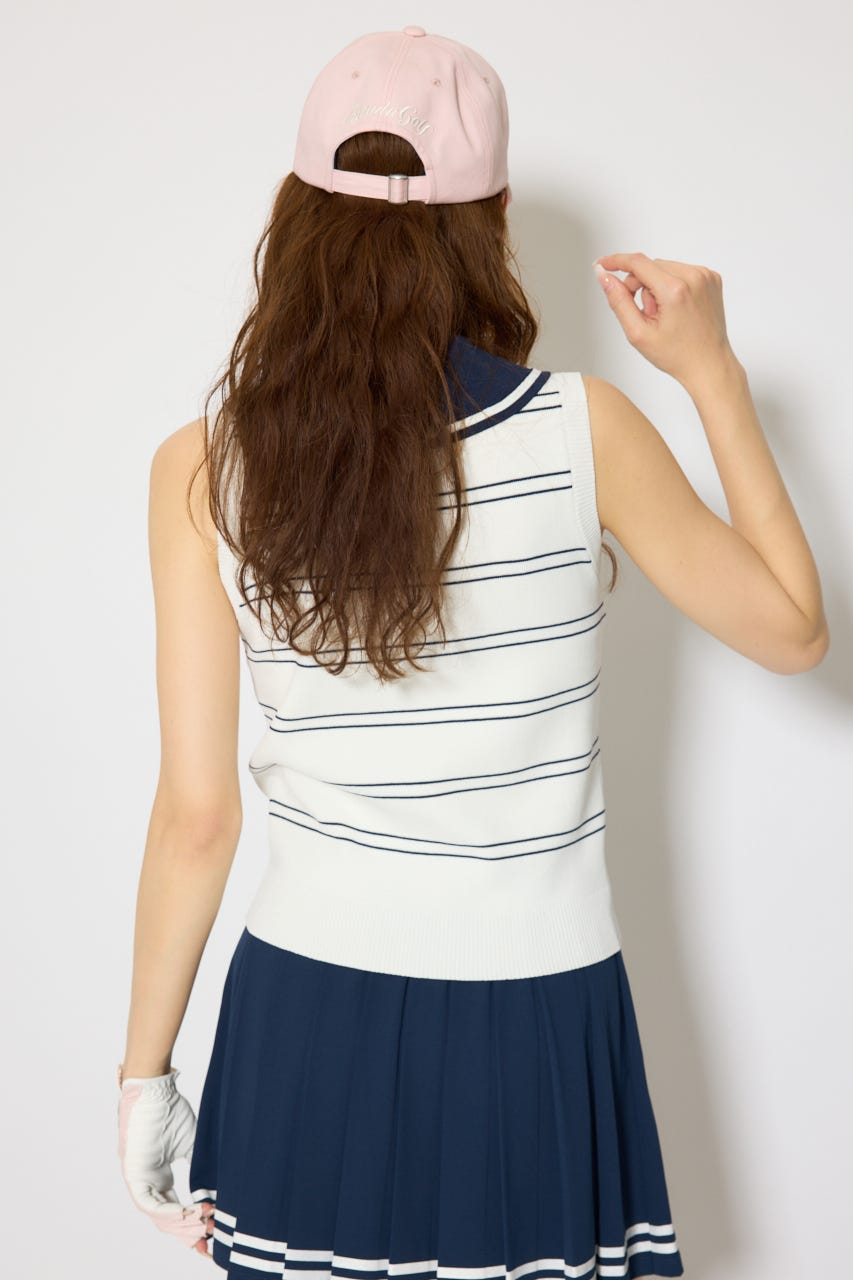 【一部店舗・WEB限定】【RIENDA GOLF】マリンボーダーニットトップス WHT S