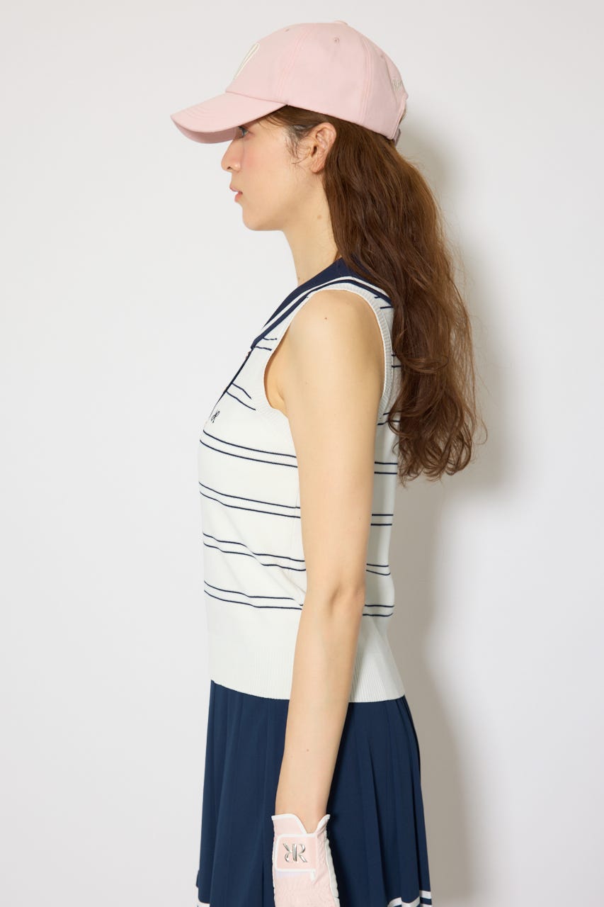 【一部店舗・WEB限定】【RIENDA GOLF】マリンボーダーニットトップス WHT S