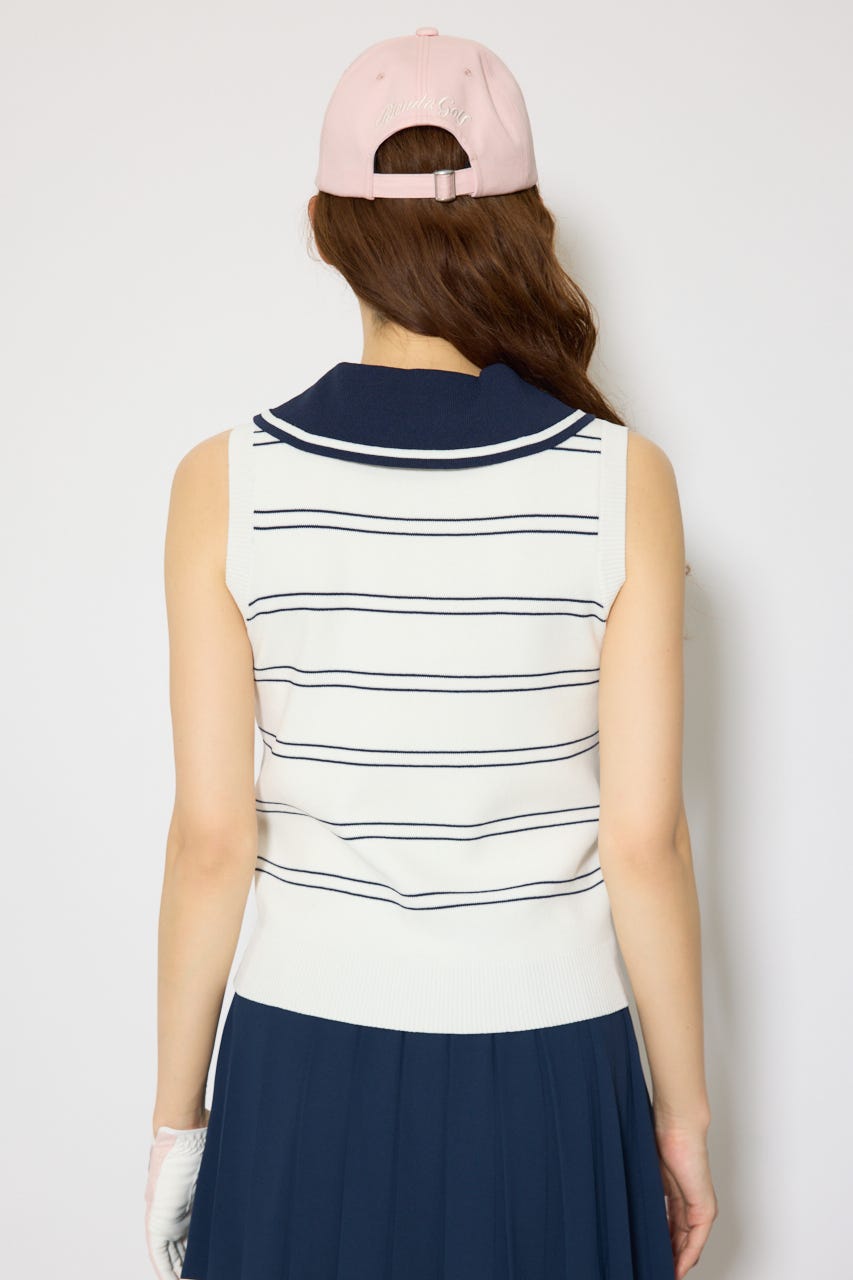 【一部店舗・WEB限定】【RIENDA GOLF】マリンボーダーニットトップス WHT S