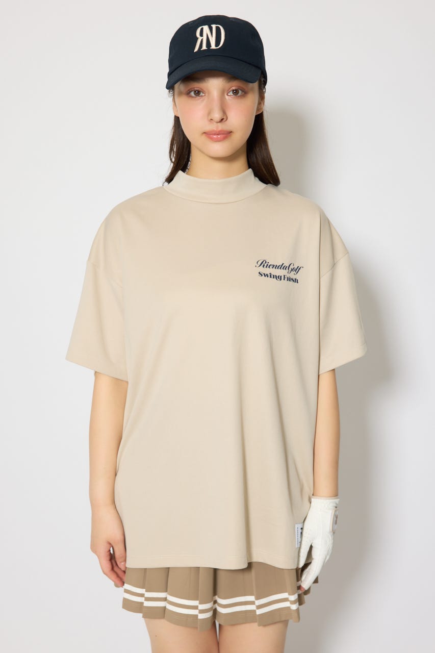 【一部店舗・WEB限定】【RIENDA GOLF】ユニセックスモックネックTシャツ BEG M