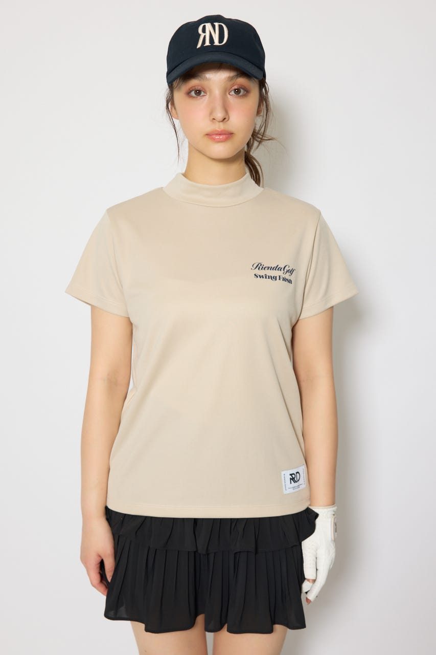 【一部店舗・WEB限定】【RIENDA GOLF】ユニセックスモックネックTシャツ BEG M