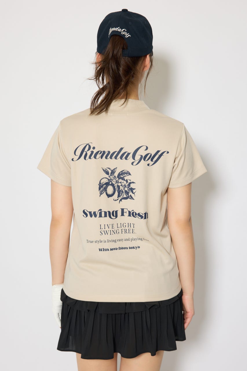 【一部店舗・WEB限定】【RIENDA GOLF】ユニセックスモックネックTシャツ BEG M