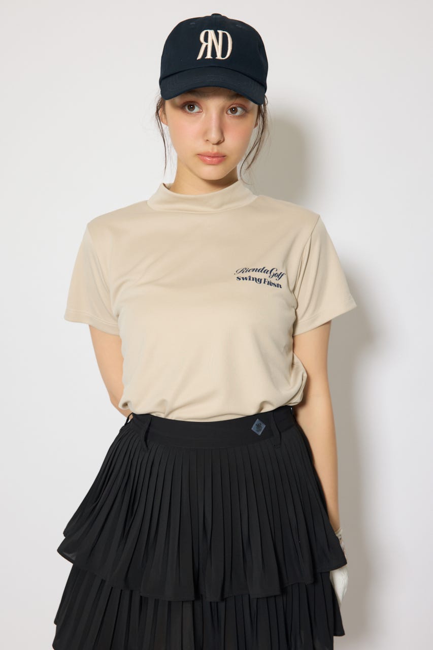 【一部店舗・WEB限定】【RIENDA GOLF】ユニセックスモックネックTシャツ BEG M